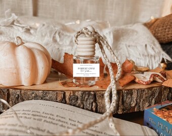 Difusor de coche de cristal Forest Chai, difusor de coche, difusor, aromaterapia, aceites esenciales, aromas otoñales, difusores, accesorios para coche, boho, té