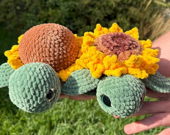Crochet Stuffed Sunflower Turtle