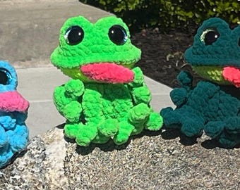 Finn the Frog Large and Mini Crochet Plushie