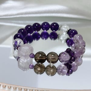Natural Amethyst Bracelet 10mm | Purple Crystal Beads | Healing Stone Jewelry, Spiritual Gemstone Gift for Her/Him image 1