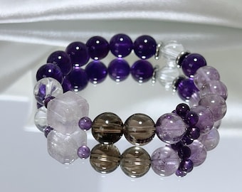 Natural Amethyst Bracelet 10mm | Purple Crystal Beads | Healing Stone Jewelry, Spiritual Gemstone Gift for Her/Him