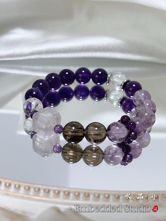 Natural Amethyst Bracelet 10mm | Purple Crystal Beads | Healing Stone Jewelry, Spiritual Gemstone Gift for Her/Him