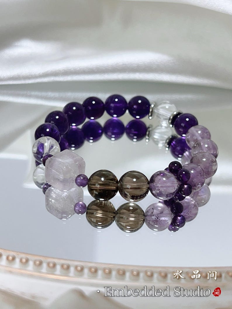 Natural Amethyst Bracelet 10mm | Purple Crystal Beads | Healing Stone Jewelry, Spiritual Gemstone Gift for Her/Him image 1