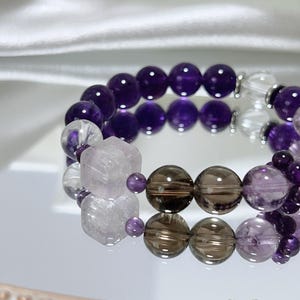 Natural Amethyst Bracelet 10mm | Purple Crystal Beads | Healing Stone Jewelry, Spiritual Gemstone Gift for Her/Him image 4
