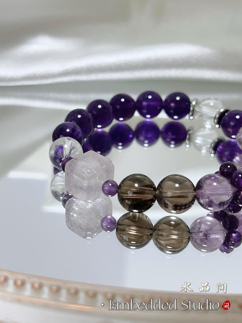 Natural Amethyst Bracelet 10mm | Purple Crystal Beads | Healing Stone Jewelry, Spiritual Gemstone Gift for Her/Him image 4
