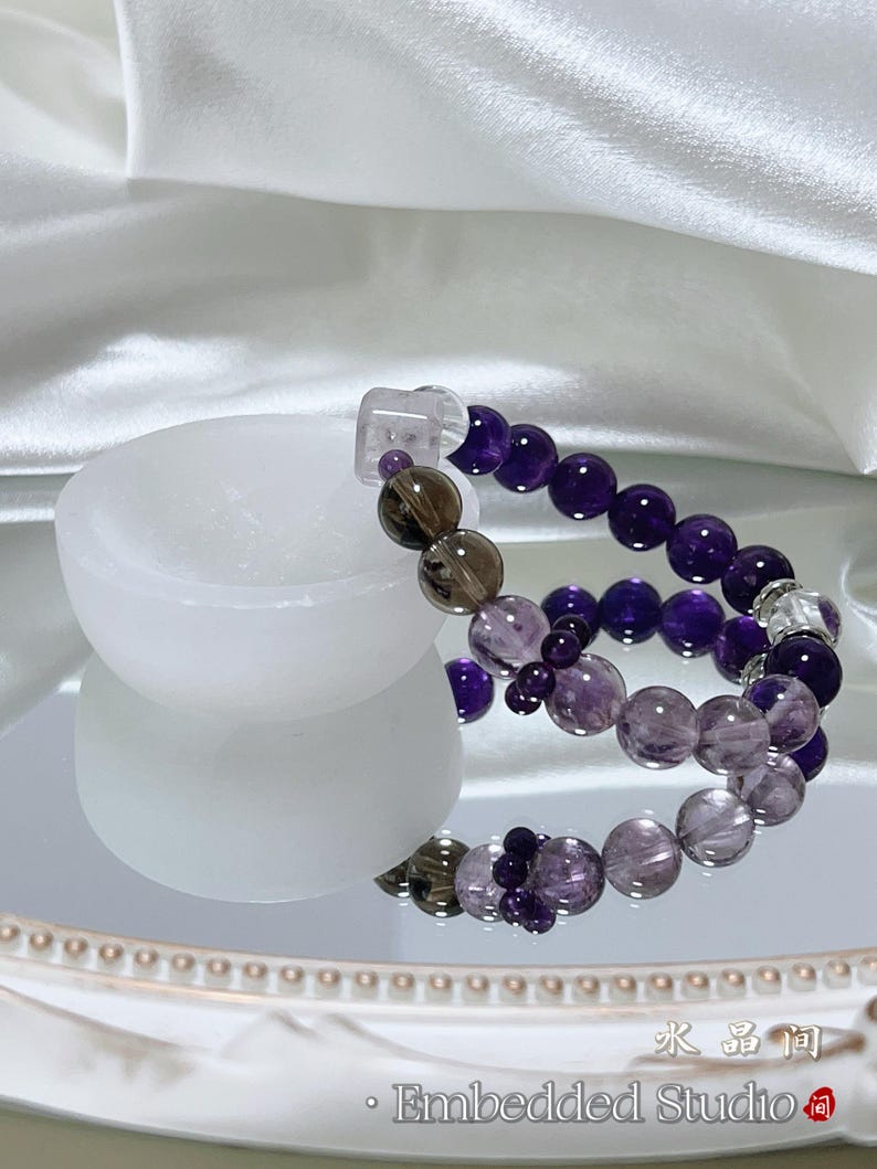 Natural Amethyst Bracelet 10mm | Purple Crystal Beads | Healing Stone Jewelry, Spiritual Gemstone Gift for Her/Him image 3