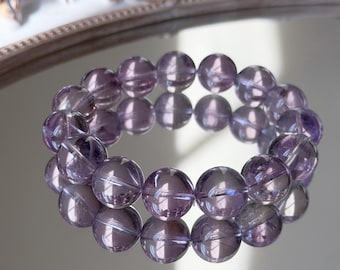 Natural Bolivian Amethyst Bracelet 15mm | Modern Handmade Jewelry Gift for Her | Fall Gift | Healing Lavender Quartz Crystal Bracelet