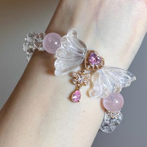 Rosenkvartsvingarmband – Kristallarmband för kärlek och klarhet | Begränsad försäljning av present till henne | Nordamerika, redo att skickas