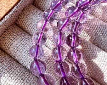 Ultra high-grade Bolivian Amethyst 6mm Three-Strand Bracelet premium-quality Bolivian amethyst calmness balance bracelet gift for her
