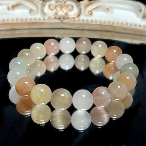 Healing Rutilated Quartz Bracelet – Icy Pastel Crystal Beads, Handmade Gift for Her, Anxiety Relief Jewelry