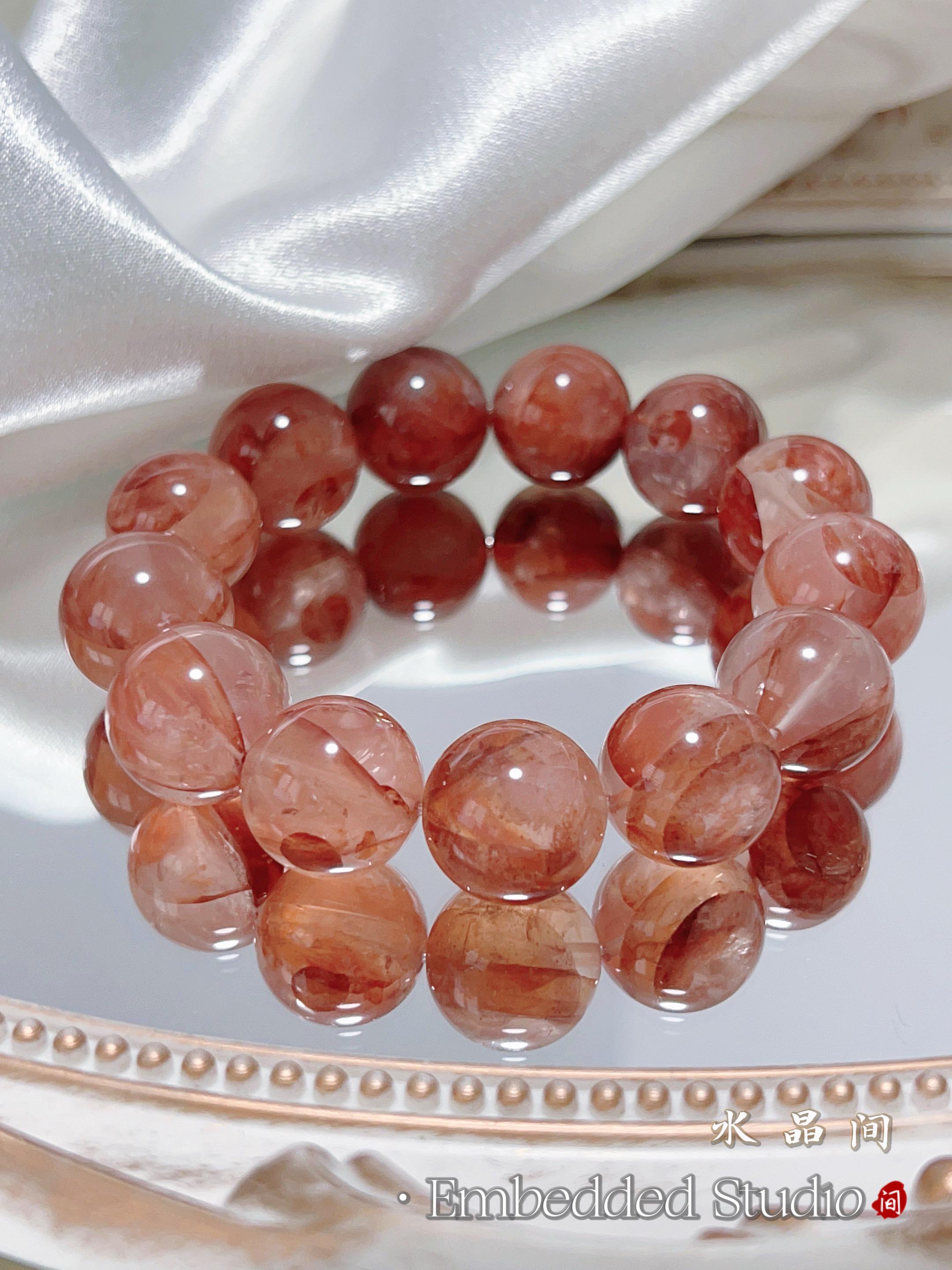 天然8Aレッドガーデンクォーツブレスレット 17-18mm | ストロベリー