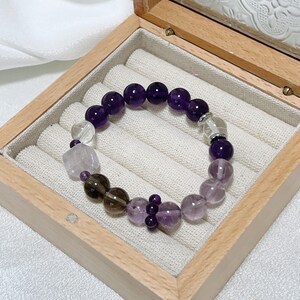 Natural Amethyst Bracelet 10mm | Purple Crystal Beads | Healing Stone Jewelry, Spiritual Gemstone Gift for Her/Him image 5