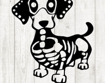 Dackel Skelett SVG | Hunde-Svg Design | Halloween-Haustier-Svg | Digitaler Download für Cricut und Silhouette