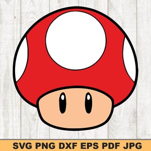 Mario Red Mushroom SVG DXF PNG Archivo digital Archivo de corte Clipart