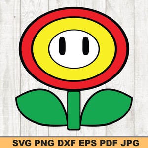 Flor de fuego de Super Mario SVG DXF PNG Archivo digital Archivo de corte Clipart