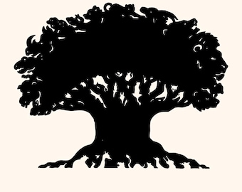 Animal Kingdom Tree Of Life Svg | Wildlife Nature Svg Design | Tree Of Life Silhouette Svg | Digital Download For Cricut And Silhouette