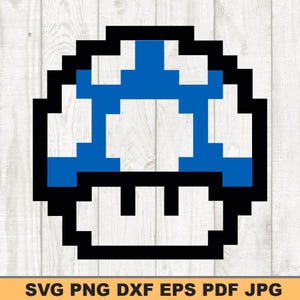 Cogumelo Azul Mario SVG DXF PNG Arquivo Digital Arquivo de Corte Clipart