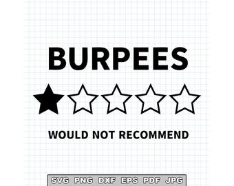 Burpees – Nicht empfehlenswert (SVG) | Lustiges Fitnessstudio-Design (SVG) | Fitness-Zitat (SVG) | Digitaler Download für Cricut und Silhouette