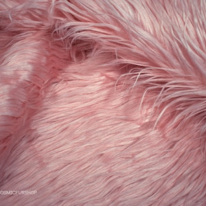 Soft Pink Long Pile Faux Fake Fur - Rose Pink