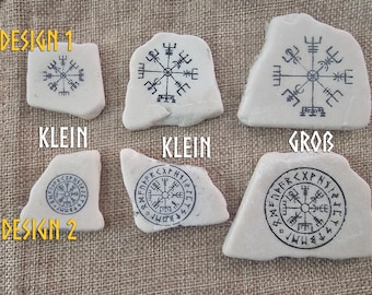 Vegvisir "Glow in the Dark" Medallion made of stone, Viking compass, signpost, rune compass, luminous, protection symbol