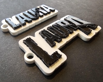 Personalized keychain as a gift with name, 3-D Thrash Metal / Pantera style, made of acrylic glass,