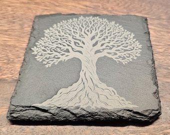 Yggdrasil Coaster, World Tree, Tree of Life, Yggdrasill, Askr Yggdrasils, Slate, Gift, Viking, Nordic, Mythology