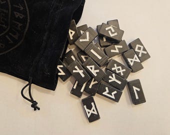 Handmade Elder Futhark Runestones made of natural stone, runes made of stone - engraved rune sets for oracles, rituals and decoration