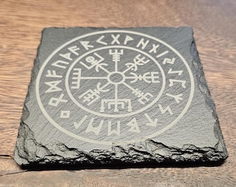 Vegvísir slate coaster | Viking compass rune, signpost, Vegvisir, signpost rune, sailor protection symbol