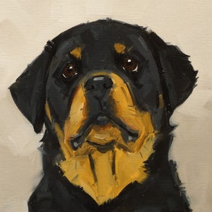 Arte originale - Pittura a olio - cane rottweiler - ritratto dell'artista britannico j payne