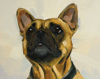 Original oil painting - pet portrait of a french bulldog dog  by UK artist j Payne