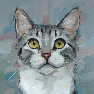 Chat peignant un portrait à l'huile original par l'artiste britannique j Payne