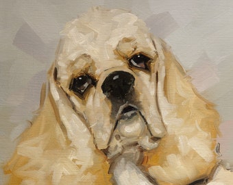 American cocker spaniel dog original  oil painting - pet portrait by UK artist j Payne
