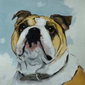 Dipinto ad olio originale di un bulldog britannico, ritratto dell'artista britannico j Payne