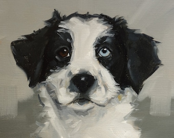 border Collie dog original  oil painting - pet portrait by UK artist j Payne