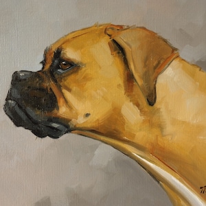 Ritratto originale del dipinto ad olio del cane Boxer dell'artista britannico j Payne