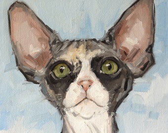 sphynx cat painting an Original oil portrait by UK artist j Payne