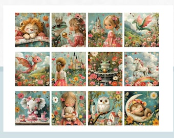 Enchanted Fairytale Clipart Set – Storybook Animals & Princess – 12 High-Resolution PNGs