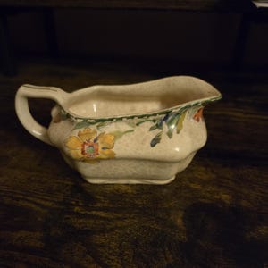 Rare Antique Vintage Gravy Boat Sauce Bowl made by Steubenville Pottery out of Steubenville, Ohio, The Steubenville Ivory Pattern