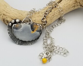 maligano jasper and sterling silver hand forged pendant and chain