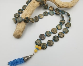 Blue lanyard style necklace