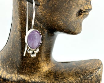 SINGLE Sterling Silver Amethyst Dangle Earring, Bezel Set with Granules