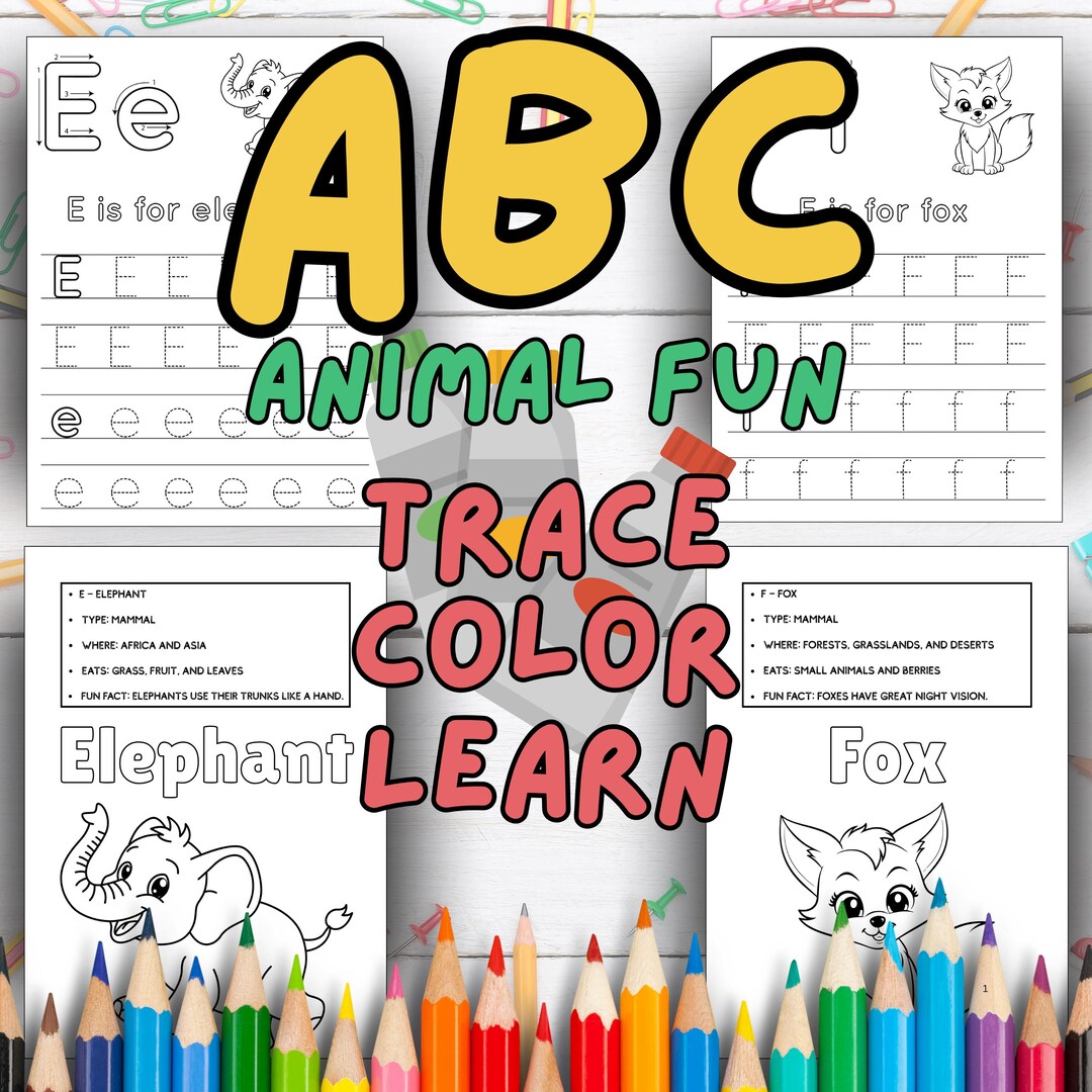 Animal Alphabet Tracing & Coloring Book: Fun Facts, A-Z (PDF Download ...