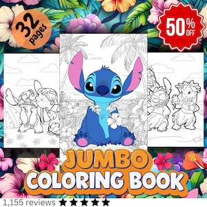 32 pagine - Le avventure di STITCH e LILO - Libro da colorare Jumbo