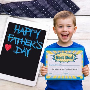 Certificado de Mejor Papá Imprimible – Tamaño Carta (PDF + PNG) – Premio del Día del Padre – Descarga Instantánea