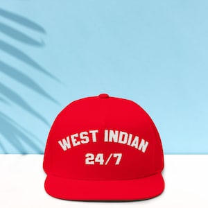 West Indian 24/7 Embroidered Flat Bill Cap, West Indian Heritage Hat, Caribbean Culture Hat, West Indian Hat, Caribbean Hat