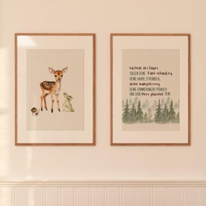 Conjunto de carteles para guardería, animales del bosque, ciervos, conejos, afirmación positiva, imagen de pared, decoración, inspiración, regalo, nacimiento, bautismo, baby shower, tamaño A3, A4, jardín de infancia, escuela