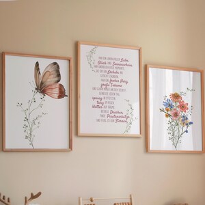 Kinderzimmer Deko Posterset Schmetterling Blumen Affirmationen rosa Wandbild A4 A3 Geschenk Babyparty Geburtstag Schule Junge Mädchen