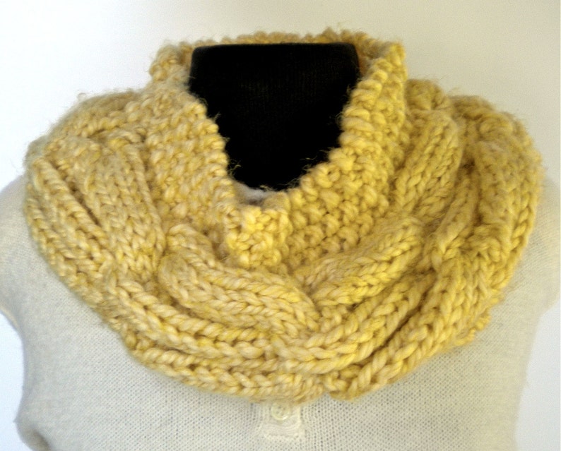 Cowl Bulky Cornsilk Yellow Hand Knit Cable - Etsy