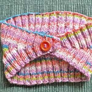 Headband Earwarmer Pastel Flower Sherbet Stripe Hand Knit image 4