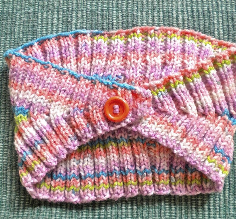 Headband Earwarmer Pastel Flower Sherbet Stripe Hand Knit image 4